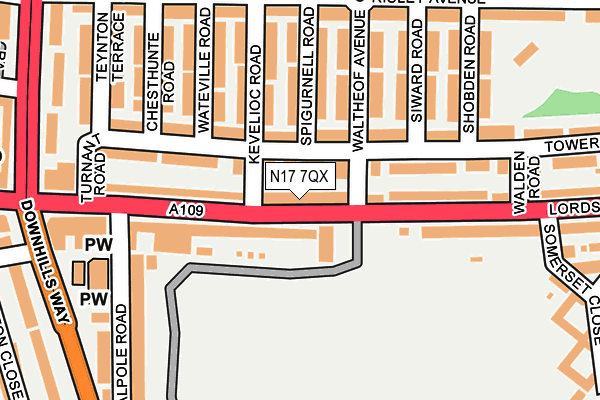 N17 7QX map - OS OpenMap – Local (Ordnance Survey)