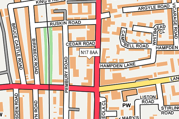 N17 8AA map - OS OpenMap – Local (Ordnance Survey)