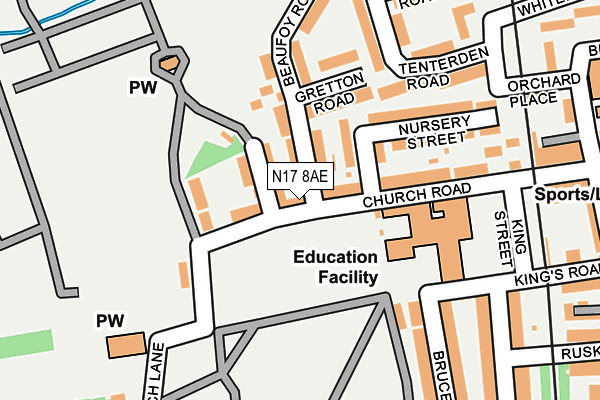 N17 8AE map - OS OpenMap – Local (Ordnance Survey)