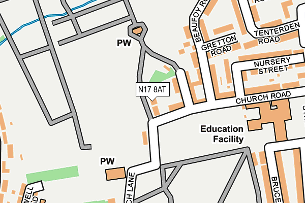 N17 8AT map - OS OpenMap – Local (Ordnance Survey)