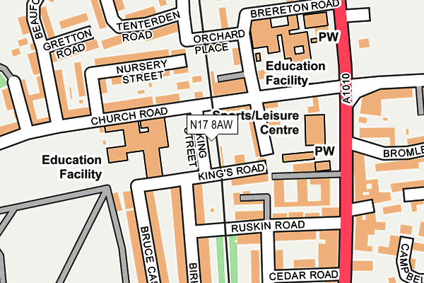 N17 8AW map - OS OpenMap – Local (Ordnance Survey)