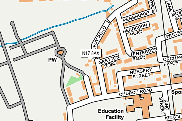 N17 8AX map - OS OpenMap – Local (Ordnance Survey)