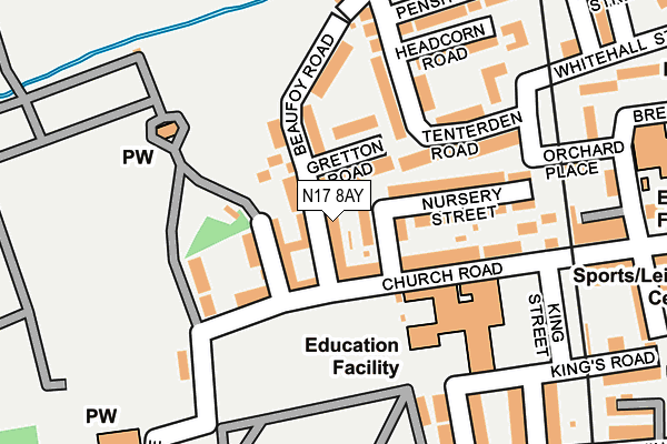 N17 8AY map - OS OpenMap – Local (Ordnance Survey)