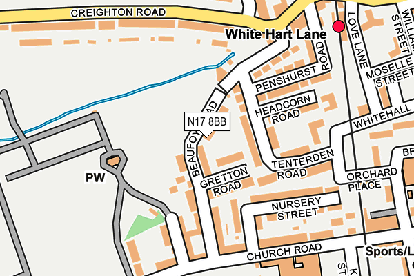 N17 8BB map - OS OpenMap – Local (Ordnance Survey)