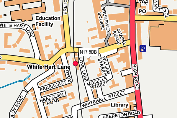 N17 8DB map - OS OpenMap – Local (Ordnance Survey)