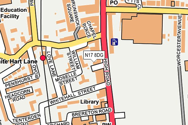 N17 8DG map - OS OpenMap – Local (Ordnance Survey)