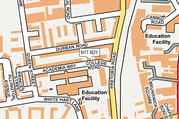 N17 8DY map - OS OpenMap – Local (Ordnance Survey)