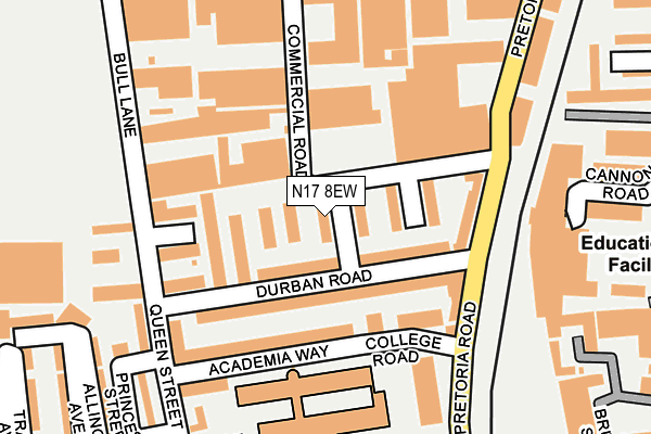 N17 8EW map - OS OpenMap – Local (Ordnance Survey)