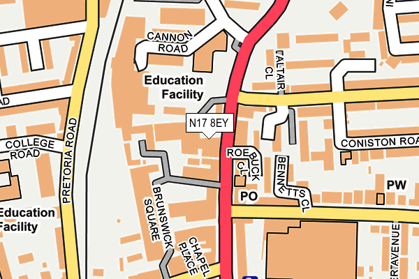 N17 8EY map - OS OpenMap – Local (Ordnance Survey)