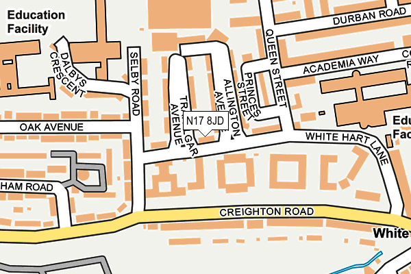 N17 8JD map - OS OpenMap – Local (Ordnance Survey)