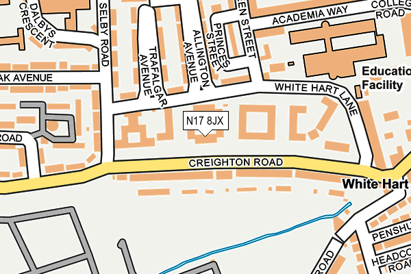 N17 8JX map - OS OpenMap – Local (Ordnance Survey)