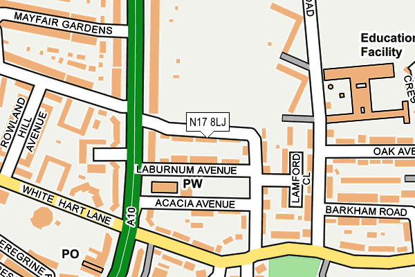 N17 8LJ map - OS OpenMap – Local (Ordnance Survey)