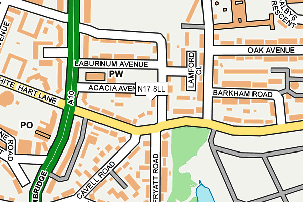 N17 8LL map - OS OpenMap – Local (Ordnance Survey)