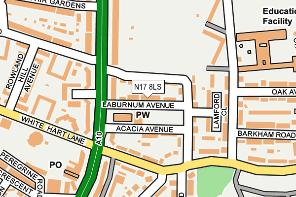 N17 8LS map - OS OpenMap – Local (Ordnance Survey)