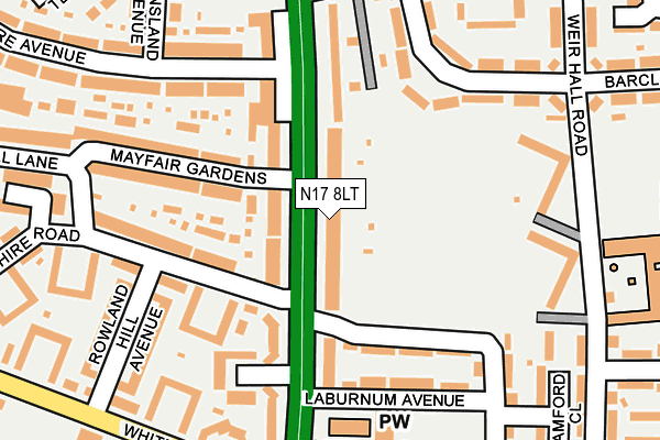 N17 8LT map - OS OpenMap – Local (Ordnance Survey)