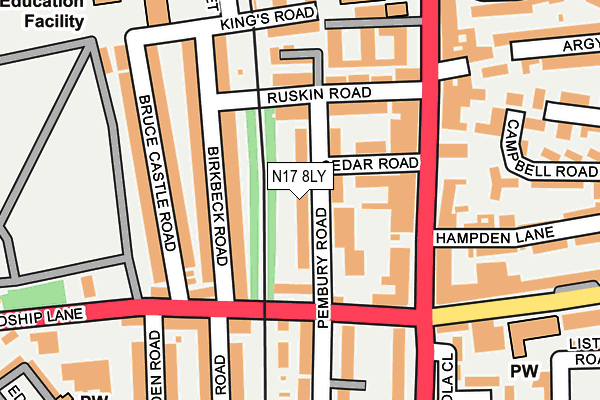 N17 8LY map - OS OpenMap – Local (Ordnance Survey)