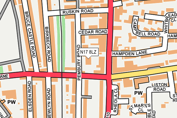 N17 8LZ map - OS OpenMap – Local (Ordnance Survey)