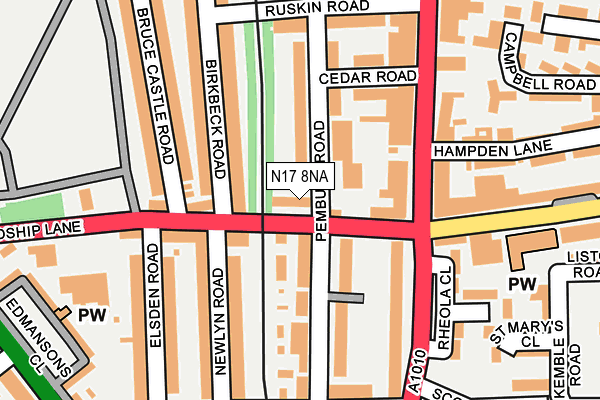 N17 8NA map - OS OpenMap – Local (Ordnance Survey)
