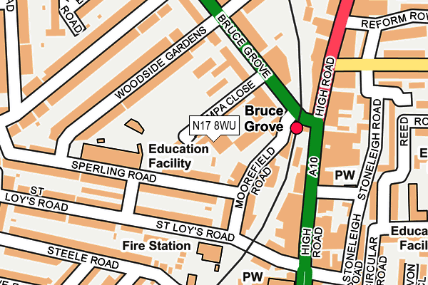 N17 8WU map - OS OpenMap – Local (Ordnance Survey)