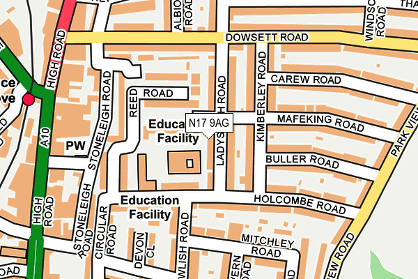 N17 9AG map - OS OpenMap – Local (Ordnance Survey)