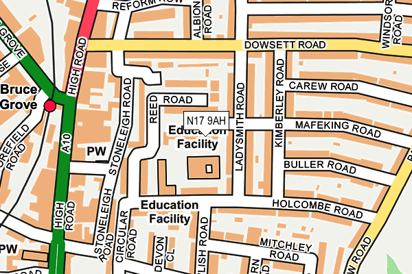 N17 9AH map - OS OpenMap – Local (Ordnance Survey)