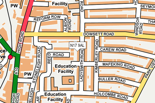 N17 9AL map - OS OpenMap – Local (Ordnance Survey)