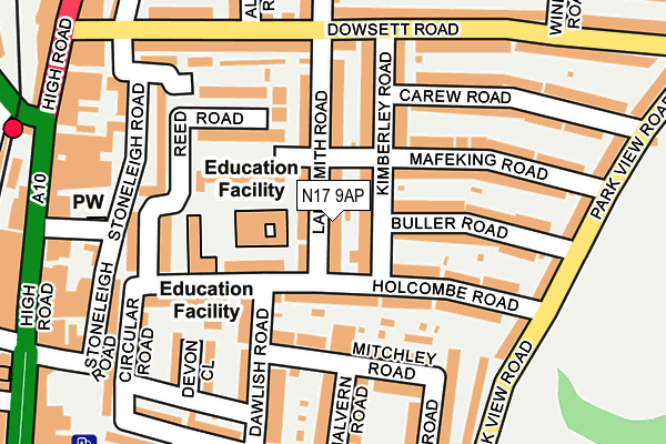 N17 9AP map - OS OpenMap – Local (Ordnance Survey)