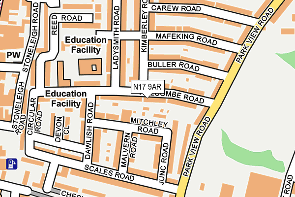 N17 9AR map - OS OpenMap – Local (Ordnance Survey)