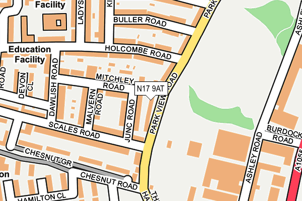 N17 9AT map - OS OpenMap – Local (Ordnance Survey)