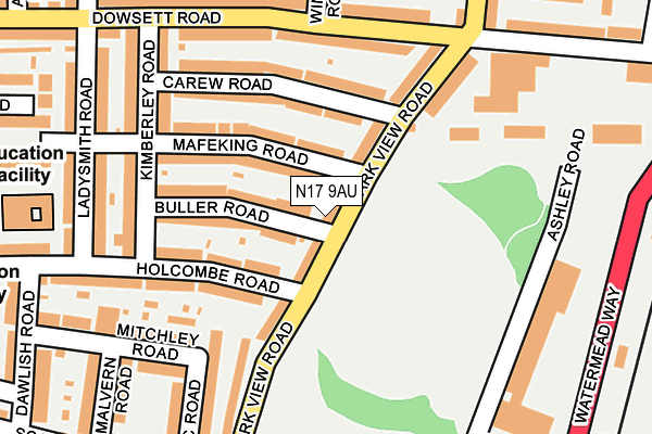 N17 9AU map - OS OpenMap – Local (Ordnance Survey)