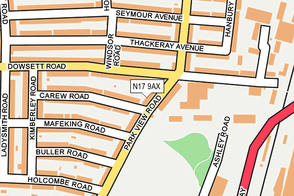 N17 9AX map - OS OpenMap – Local (Ordnance Survey)