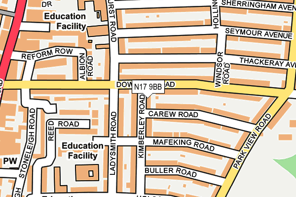 N17 9BB map - OS OpenMap – Local (Ordnance Survey)