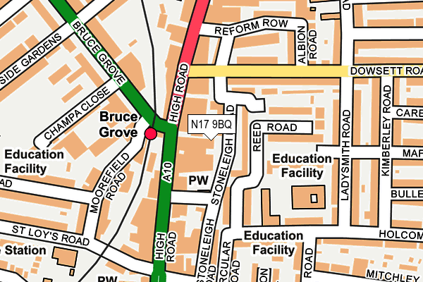 N17 9BQ map - OS OpenMap – Local (Ordnance Survey)