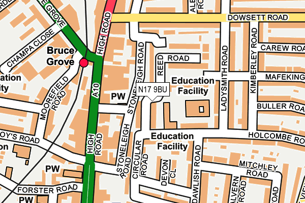 N17 9BU map - OS OpenMap – Local (Ordnance Survey)