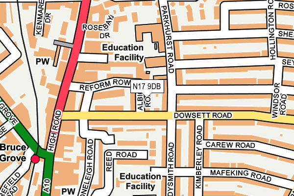 N17 9DB map - OS OpenMap – Local (Ordnance Survey)