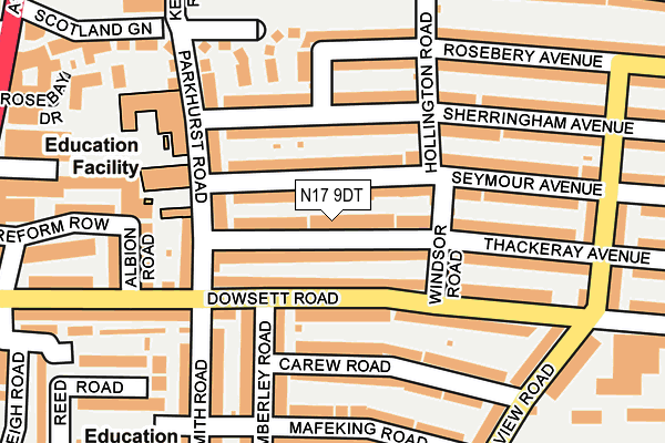 N17 9DT map - OS OpenMap – Local (Ordnance Survey)