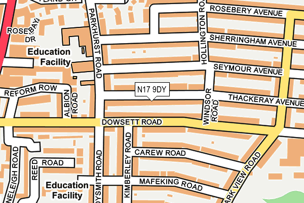 N17 9DY map - OS OpenMap – Local (Ordnance Survey)