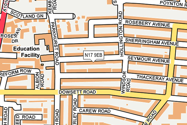 N17 9EB map - OS OpenMap – Local (Ordnance Survey)