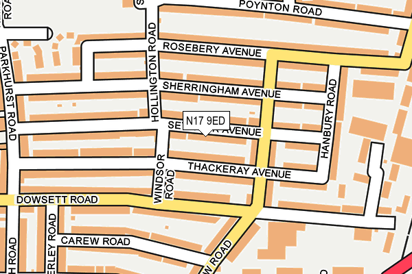 N17 9ED map - OS OpenMap – Local (Ordnance Survey)