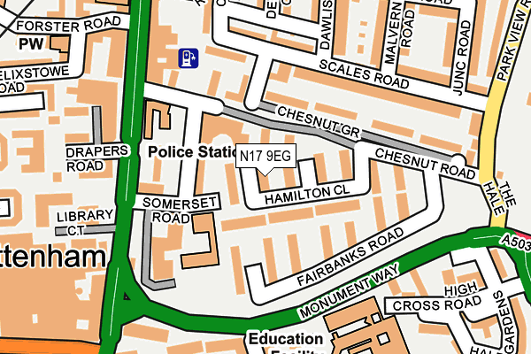N17 9EG map - OS OpenMap – Local (Ordnance Survey)