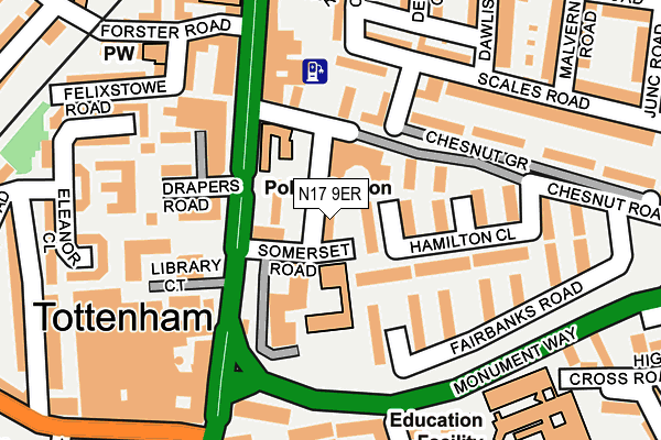 N17 9ER map - OS OpenMap – Local (Ordnance Survey)