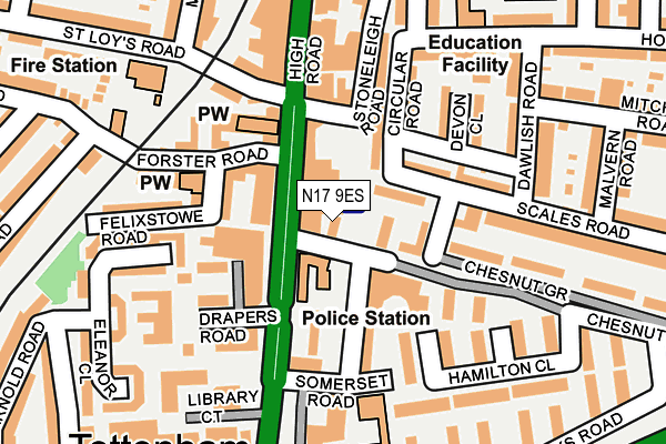 N17 9ES map - OS OpenMap – Local (Ordnance Survey)