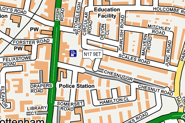 N17 9ET map - OS OpenMap – Local (Ordnance Survey)
