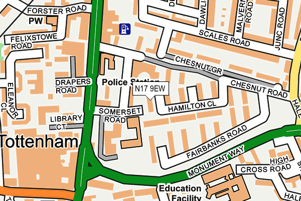 N17 9EW map - OS OpenMap – Local (Ordnance Survey)