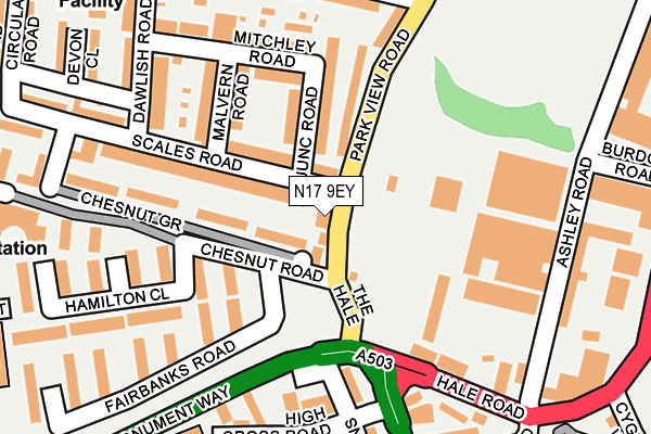 N17 9EY map - OS OpenMap – Local (Ordnance Survey)
