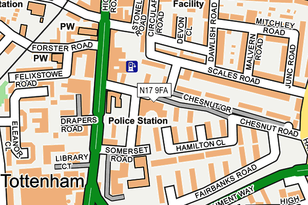 N17 9FA map - OS OpenMap – Local (Ordnance Survey)