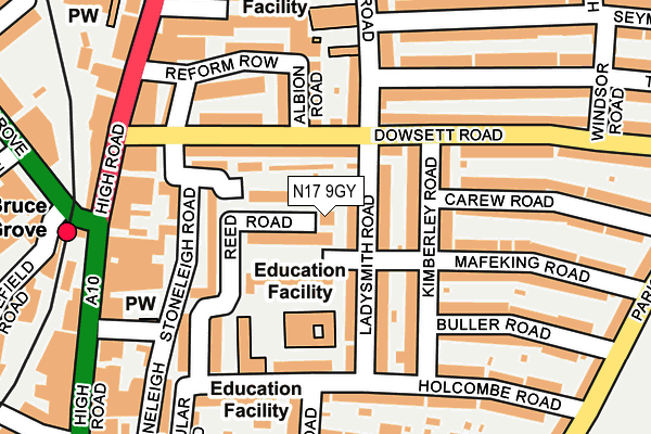 N17 9GY map - OS OpenMap – Local (Ordnance Survey)