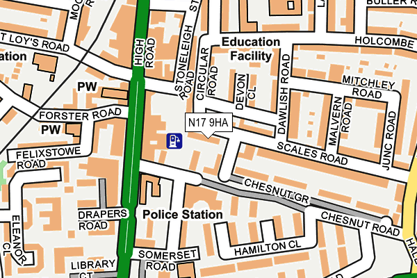 N17 9HA map - OS OpenMap – Local (Ordnance Survey)