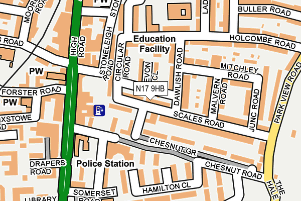 N17 9HB map - OS OpenMap – Local (Ordnance Survey)