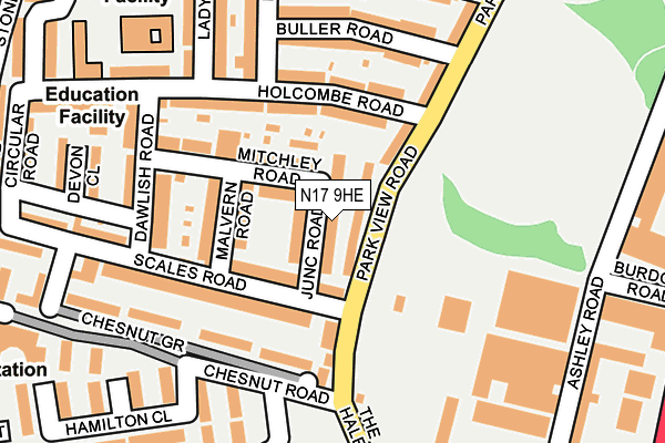 N17 9HE map - OS OpenMap – Local (Ordnance Survey)